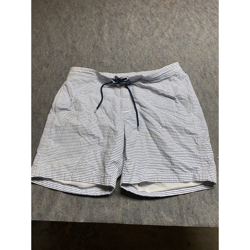 Brooks Brothers Mens Large Plaid Swim Trunks‎ Mesh Lined Board Shorts Blue White